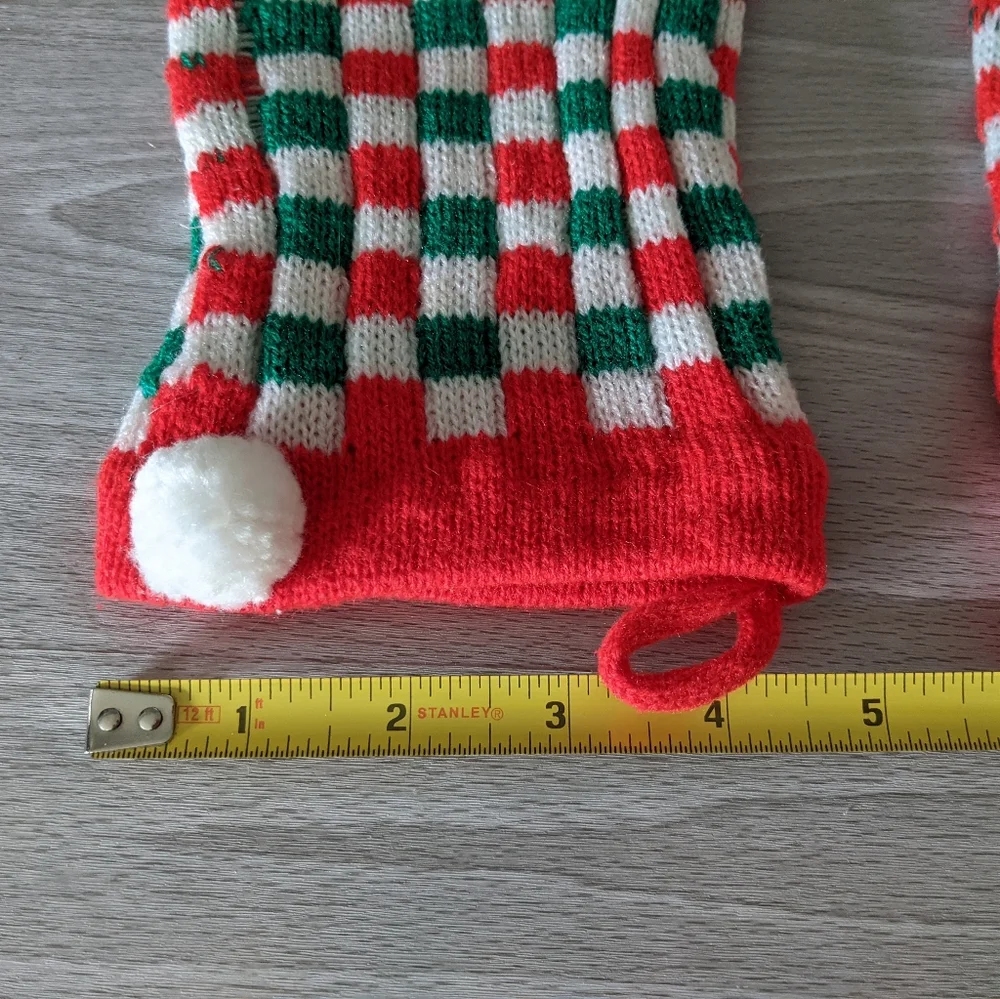 Vintage Pair Knit Checked Christmas Stockings